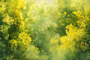 AI generated Sunlight filters through vibrant mustard greens in a garden setting showcasing agriculture and nature photo