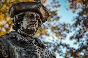 AI generated Bronze statue of an explorer depicting historical art and legacy in a heroic figure photo
