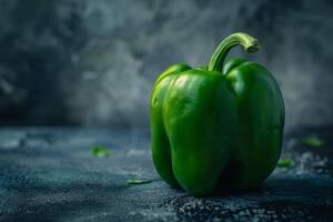 AI generated Green bell pepper vegetable fresh on textured background close-up photo