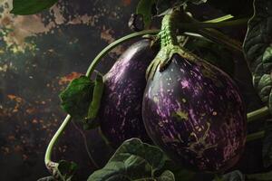 AI generated Eggplant with a purple hue representing fresh organic food from the garden photo