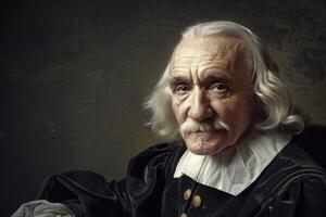 AI generated Philosopher portrait of an elderly wise thinker in historical costume photo