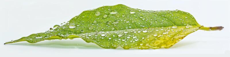 AI generated Dew-covered green leaf in close-up showcasing nature and freshness photo