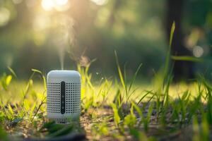 AI generated Portable mosquito repeller device in nature during summer for outdoor protection photo