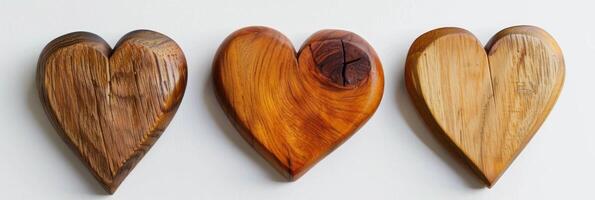 ai generado hecho a mano de madera corazones demostrar artesanía en Arte y decoración con un amor tema foto