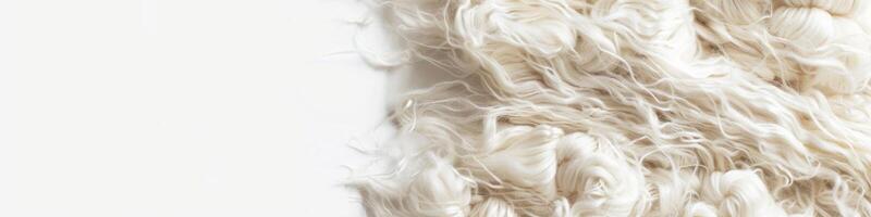 AI generated Closeup view of white wool texture as a soft and natural textile material for background use photo