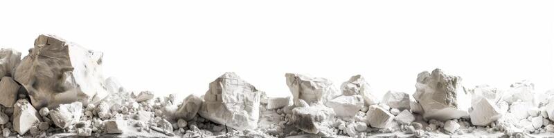 AI generated White Quicklime rocks and powder for chemical industry and construction material photo