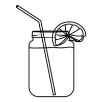 lemonade line art summer drink vector illustration