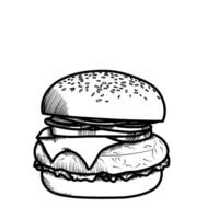 hamburger line art vector outline food illustration