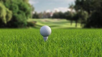 Schlagen ein Golf Ball mit ein Verein auf das Feld Seite Aussicht im schleppend Bewegung video