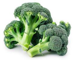 AI generated A pile of broccolis isolated on white background. Close-up Shot photo