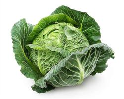 AI generated Fresh cabbage isolated on white background. Close-up Shot. photo