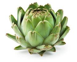 AI generated Fresh artichoke isolated on white background. Close-up Shot. photo