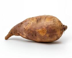 AI generated Fresh sweet potato isolated on white background. Close-up Shot. photo