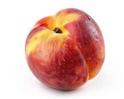 AI generated Fresh peach fruit isolated on white background. Close-up Shot. photo