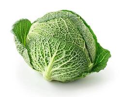 AI generated Fresh cabbage isolated on white background. Close-up Shot. photo