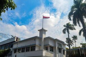 Mojopahit Hotel or Yamato Hotel is a historical place where the Dutch flag was torn to become the Indonesian red and white flag, Indonesia, 2 March 2024. photo