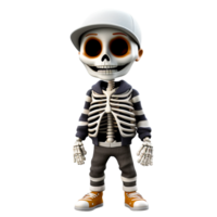 AI generated 3d cartoon boy disguised as skeleton png