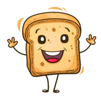 ai gegenereerd grappig brood geroosterd brood tekenfilm png