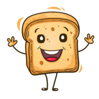 ai generato divertente pane crostini cartone animato png