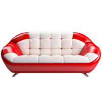 AI generated Luxury sofa with red and white leather png