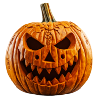 AI generated A carved pumpkin with the word halloween png