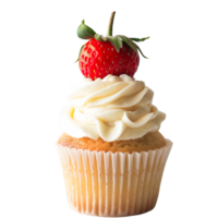 ai generiert ein Cupcake mit ein Erdbeere auf oben und ein Erdbeere png