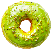 AI generated Donut with matcha green tea glazing png