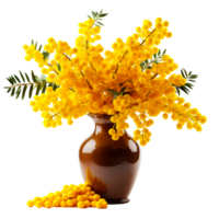 ai generiert Vase mit schön Mimose Blumen png