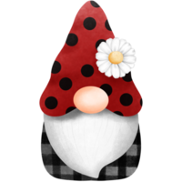 Watercolor ladybug gnome with daisy flower clipart, Love bug. png