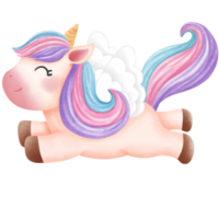 Magical rainbow unicorn watercolor clipart. png