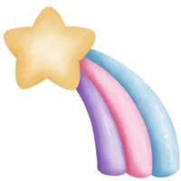 Magical rainbow  shooting star clipart. png