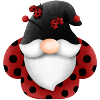 Watercolor gnome with ladybug and wings clipart, Love bug illustration, Cute character design. png