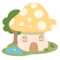 geïsoleerd geel paddestoel huizen in transparant achtergrond.bos schattig paddestoel huis. png