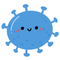 aislado linda azul virus en transparente fondo.dibujos animados personaje. png