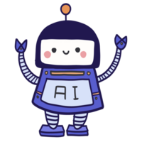 Isolated Cute Robot with a happy smile in transparent background. png