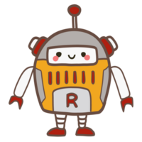 Isolated Cute Robot with a happy smile in transparent background. png