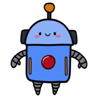 Isolated Cute Robot with a happy smile in transparent background. png