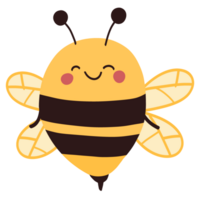 Isolated cute honey bee with a happy smile in transparent background. png