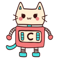isolé mignonne chat robot avec une content sourire dans transparent Contexte. png