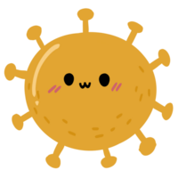 aislado linda amarillo virus en transparente fondo.dibujos animados personaje. png