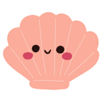 Isolated cute pink hand-drawn seashell in transparent background png