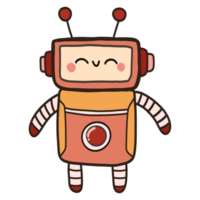 Isolated Cute Robot with a happy smile in transparent background. png