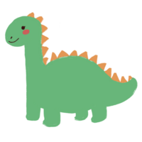 Isolated cute hand-drawn green dinosaur in transparent background png