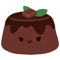 Isolated Cute chocolat pudding with a happy smile in transparent background. png