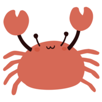 Isolated cute red hand-drawn crab in transparent background png