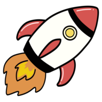 Isolated Cartoon rocket in transparent background. png