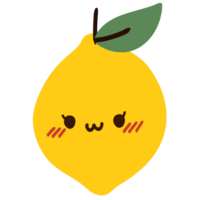 Isolated cute lemon with a happy smile in transparent background. png