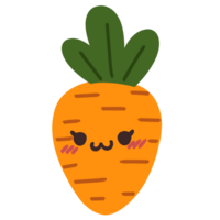 Cute carrot with a happy smile.Hand drawn carrot character in a kawaii style. png