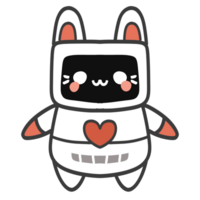 Isolated Cute Cat Robot with a happy smile in transparent background. png