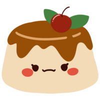 Isolated Cute pudding with a happy smile in transparent background. png